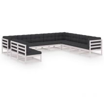 Furniture Limited - Salon de jardin 10 pcs avec coussins Blanc