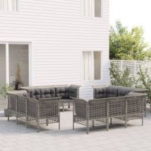 Maison Exclusive - Furniture Limited - Salon de jardin 12 pcs avec coussins Gris Rés