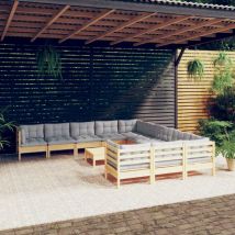 Furniture Limited - Salon de jardin 12 pcs avec coussins gris Boi