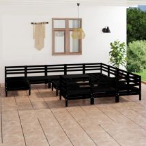 Prolenta Premium - Furniture Limited - Salon de jardin 12 pcs Noir Bois de pin