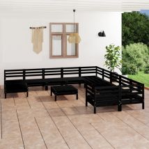 Prolenta Premium - Furniture Limited - Salon de jardin 12 pcs Noir Bois de pin