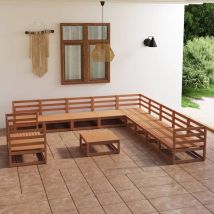 Prolenta Premium - Furniture Limited - Salon de jardin 12 pcs marron miel bois de
