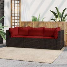 Maison Exclusive - Furniture Limited - Salon de jardin 3 pcs avec coussins marron