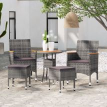 Furniture Limited - Salon de jardin 5 pcs Résine tressée Gris