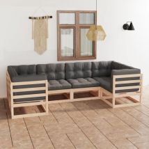 Prolenta Premium - Furniture Limited - Salon de jardin 6 pcs avec coussins Bois de