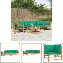 Maison Exclusive - The Living Store Salon de jardin 7 pcs avec coussins vert bambou - Salon De Jardin - Mobilier De Jardin - Ensemble De Salon