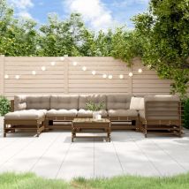 Furniture Limited - Salon de jardin 8 pcs avec coussins marron