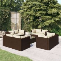 Furniture Limited - Salon de jardin 9 pcs avec coussins Résine