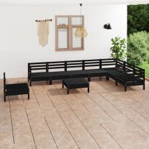 Prolenta Premium - Furniture Limited - Salon de jardin 9 pcs Bois de pin massif Noir