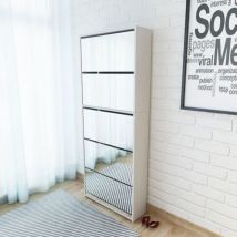 Furniture Limited - Scarpiera a 5 Strati con Specchio Bianca