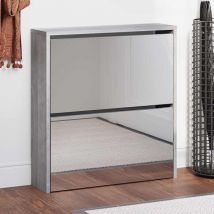 Furniture Limited - Scarpiera con Specchio a 2 Livelli Grigio