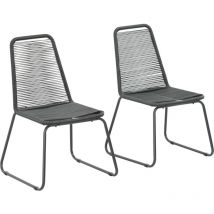 Furniture Limited - Sedie da Giardino 2 pz in Polyrattan Nero