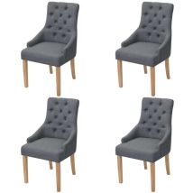 Set Di 4 Sedie Da Cucina Sala Da Pranzo Schienale Imbottito In Tessuto Grigio Scuro Cds021552