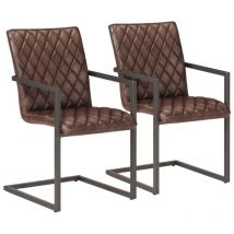 Furniture Limited - Sedie da Pranzo a Sbalzo 2 pz Marroni in Vera