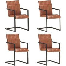 Furniture Limited - Sedie da Pranzo a Sbalzo 4 pz Marroni in Vera