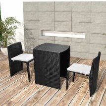Minkurow - Furniture Limited - Set da Bistrot 3 pz con Cuscini in Polyrattan
