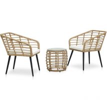 Furniture Limited - Set mesa y sillas de jardín 3 pzas ratán