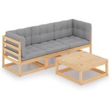 Prolenta Premium - Furniture Limited - Set Divani da Giardino 4 pz con Cuscini Legno
