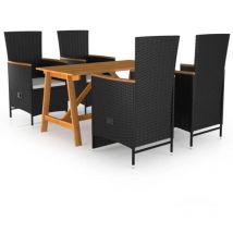 Prolenta Premium - Furniture Limited - Set Mobili da Pranzo per Giardino 5 pz Nero