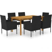 Prolenta Premium - Furniture Limited - Set Mobili da Pranzo per Giardino 7 pz Nero
