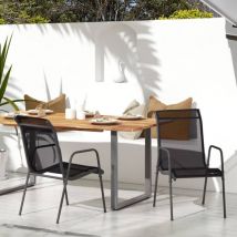 Furniture Limited - Sillas de jardín 2 unidades acero y textilene