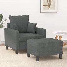Prolenta Premium - Furniture Limited - Sillón con taburete tela gris oscuro 60 cm