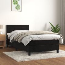 Furniture Limited - Sommier à lattes de lit avec matelas Noir 90x