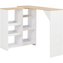 Prolenta Premium - Furniture Limited - Table de bar avec tablette amovible Blanc
