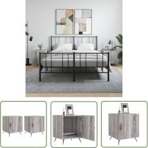 Furniture Limited - Tables de chevet 2 pcs sonoma gris 40x40x50cm