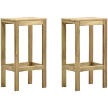 Furniture Limited - Tabourets de bar de jardin lot de 2 Bois de