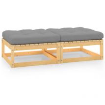 Furniture Limited - Taburetes de jardín con cojines 2 uds madera