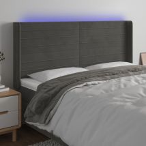 Furniture Limited - Testiera a led Grigio Scuro 163x16x118/128cm