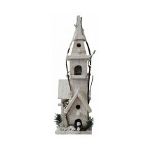 Maison en bois Noël 5LED 12,5 x 10,5 x 40cm - Blanc Silumen