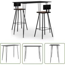 The Living Store 3-tlg. Bar-Set Schwarz - Esszimmerstuhl - Barhocker - Bartisch - Kücheninsel - Wohnzimmer Dekoration