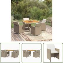 Maison Exclusive - The Living Store 5-tlg. Garten-Essgruppe mit Kissen Poly Rattan Beige - Gartenmöbel - Essgruppe - Outdoor Möbel - Rattan