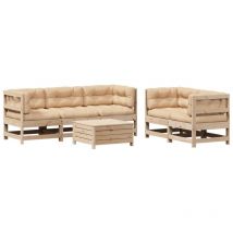 Maison Exclusive - 6-tlg. Garten-lounge-set Mit Kissen Massivholz