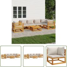 Maison Exclusive - The Living Store 7-tlg. Garten-Lounge-Set mit Hellgrauen Kissen Massivholz - Gartenmöbel - Loungesessel - Esszimmergarnitur