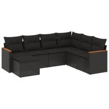 Maison Exclusive - 7-tlg. Garten-sofagarnitur Mit Kissen Schwarz