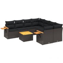 Maison Exclusive - 9-tlg. Garten-sofagarnitur Mit Kissen Schwarz