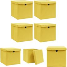Torana - The Living Store Aufbewahrungsboxen mit Deckeln 4 Stk. Gelb 32x32x32 cm Stoff - Ordnungshelfer - Gelb