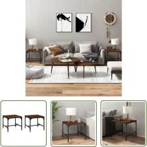 The Living Store Beistelltische 2 Stk. Braun Eiche 40x40x35 cm Holzwerkstoff - Beistelltisch - Couchtisch - Wohnzimmerstil - Industriel Design