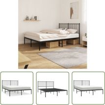 The Living Store Bettgestell mit Kopfteil Metall Schwarz 140x190 cm - Betten Gestell - Doppelbett - Metallbett - Schwarzes Bett - Schlafzimmer Möbel