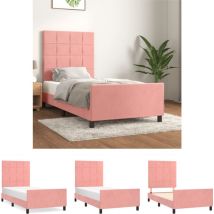 The Living Store Bettgestell mit Kopfteil Rosa 90x190 cm Samt - Betten & Bettgestelle - Rosa