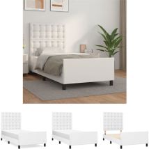 The Living Store Bettgestell mit Kopfteil Weiß 80x200 cm Kunstleder - Betten & Bettgestelle - Weiß