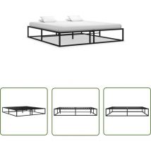 The Living Store Bettgestell Schwarz Metall 180x200 cm - Metallbettfgestell - Schwarzes Bettgestell - Boxspringbett - Doppelbett - Lattenrost