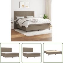 The Living Store Boxspringbett mit Matratze Taupe 180x200 cm Stoff - Boxspringbett - Doppelbett - Bettenrahmen - Matratze - Tapete