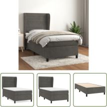 The Living Store Boxspringbett mit Matratze Dunkelgrau 100x200 cm Samt - Samtbett - Boxspringbett - Doppelbett - Bettenrahmen - Luxusbett