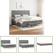 The Living Store Boxspringbett mit Matratze Dunkelgrau 200x200 cm Stoff - Boxspringbett - Doppelbett - Bettenrahmen - Schlafraum - Wohnbereich