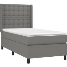 Jinlefu - Boxspringbett mit Matratze Dunkelgrau 90x200 cm Stoff vidaXL