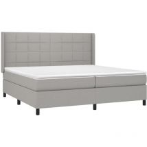 Jinlefu - Boxspringbett mit Matratze Hellgrau 200x200 cm Stoff vidaXL